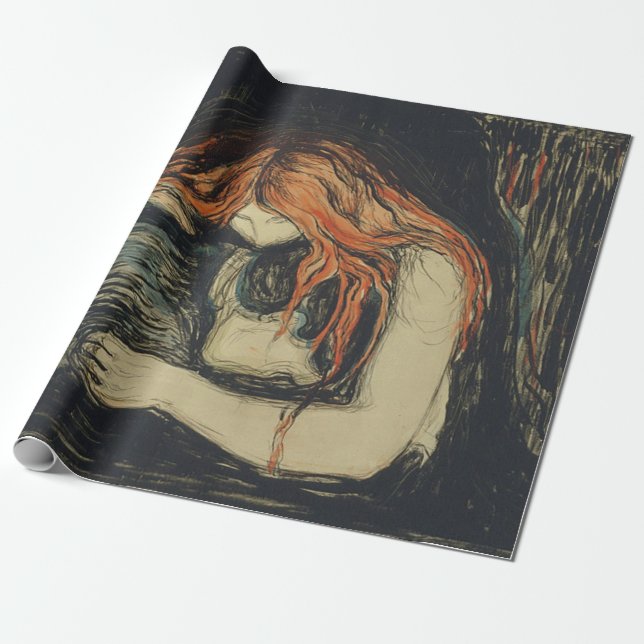 Papier Cadeau Amour et douleur (Le Vampire) (par Edvard Munch) (Déroulé)