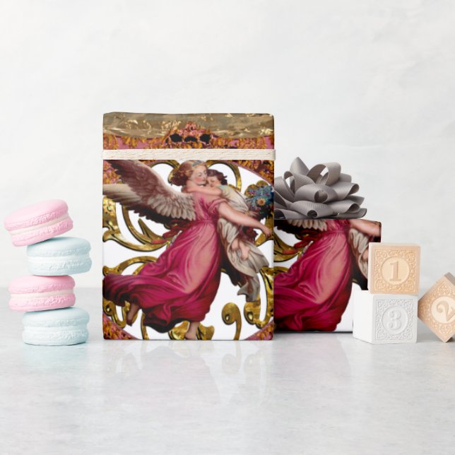 Papier Cadeau Amour et protection dans les bras d'un ange (Baby Shower)