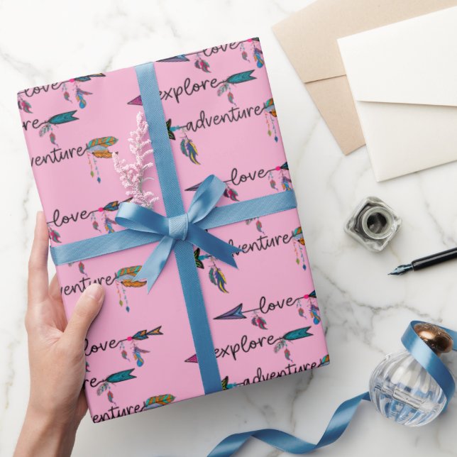 Papier Cadeau Amour Explore Aventure Arrow Tribal Boho Design (Cadeaux)