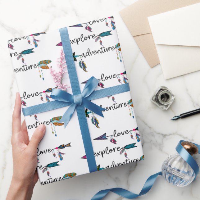 Papier Cadeau Amour Explore Aventure Arrow Tribal Boho Design (Cadeaux)