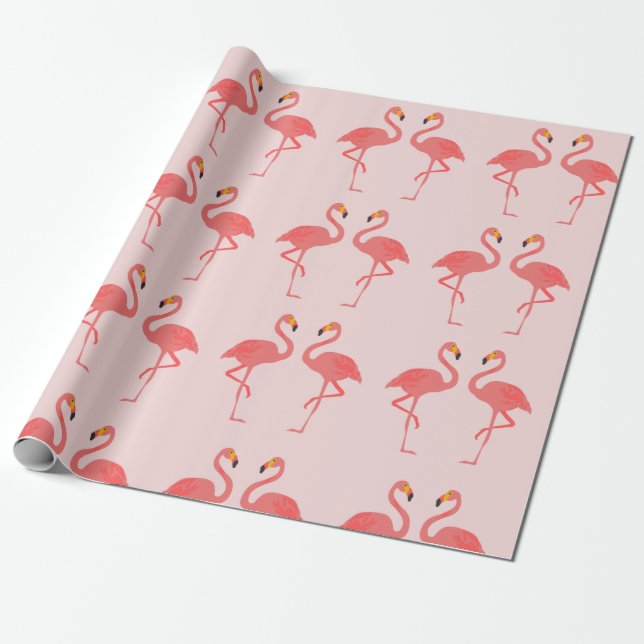 Papier Cadeau Amour Flamant rose (Déroulé)