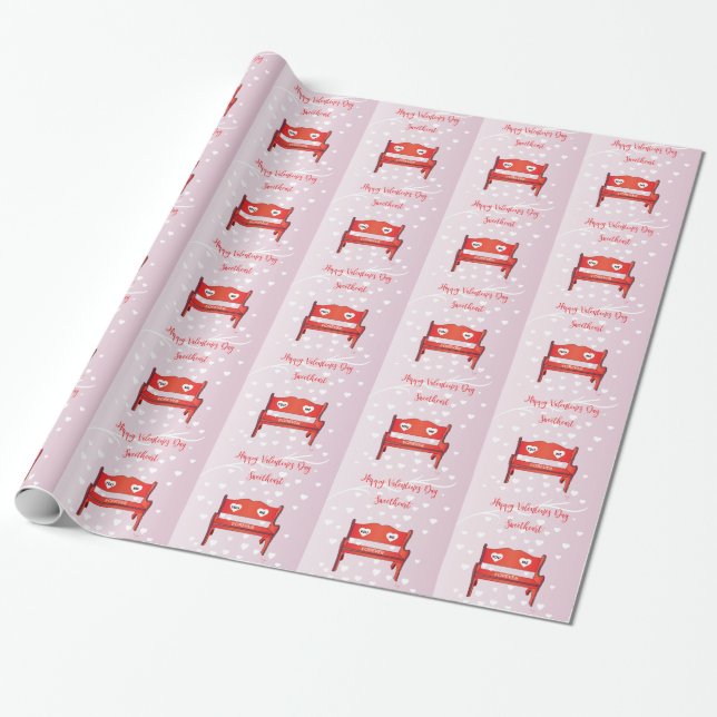 Papier Cadeau Amour Heureuse Sainte-Valentin Romantique Coeurs r (Déroulé)
