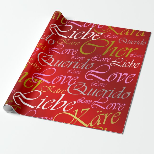 Papier Cadeau Amour, liebe, kara, cher, käre, querido, texte, ro (Déroulé)