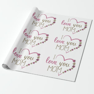 Papier Cadeau Amour Maman Mères Jour Coeur