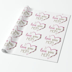 Papier Cadeau Amour Maman Mères Jour Coeur