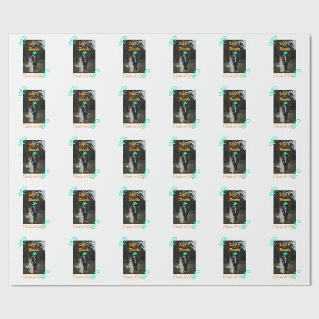 Papier Cadeau Amour & merci mariage couple photo moderne ajouter (Plat)