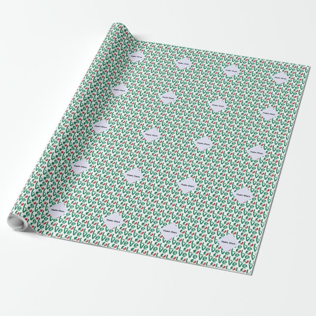 Papier Cadeau Amour Mexicain Carreaux Verts (Déroulé)