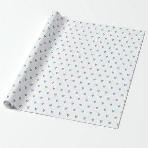 Papier Cadeau Amour Moderne Cœur Bébé Bleu Aquarelle