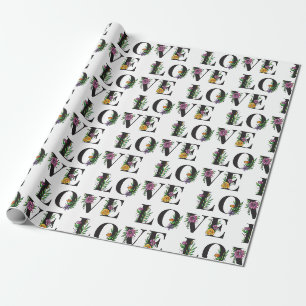 Papier Cadeau Amour moderne Couleurs vives Floral