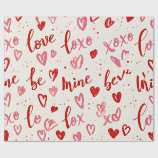 Papier Cadeau Amour XOXO Cœur Saint-Valentin Emballage de palour