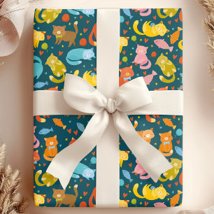 Papier Cadeau Amoureux de chat Kitty & Poisson ludique