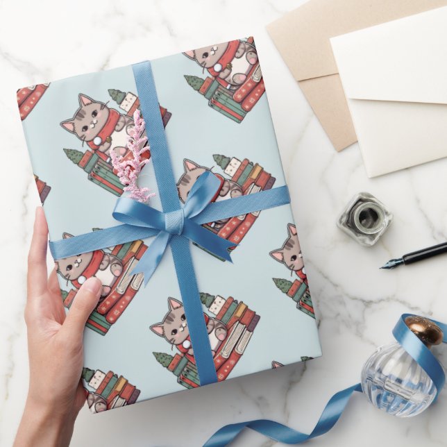 Papier Cadeau amoureux des chats d'amoureux du livre (Cadeaux)