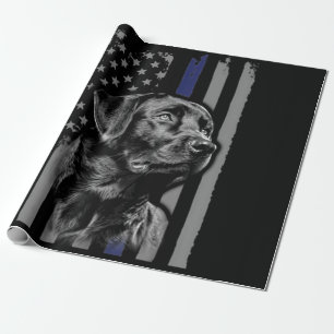 Papier Cadeau Amoureux des chiens Black Labrador American Flag