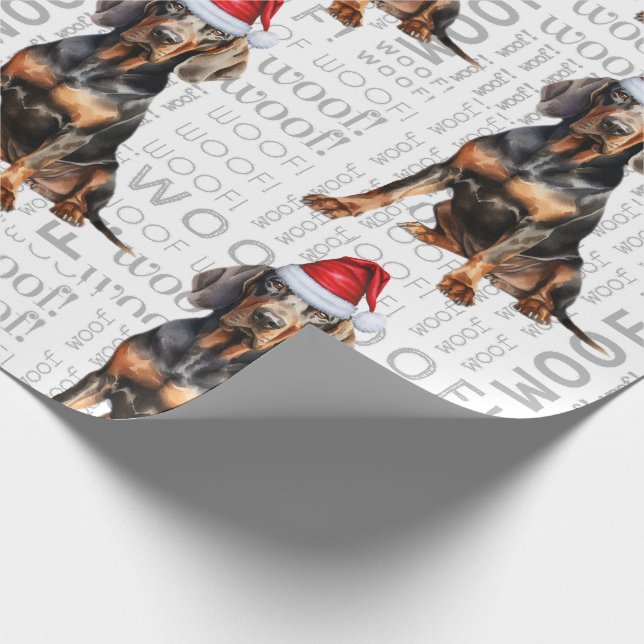 Papier Cadeau Amoureux des chiens de vacances Noir Tan Coonhound (Coin)