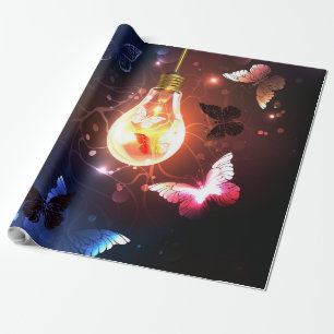 Papier Cadeau Ampoule lumineuse avec papillons nocturnes