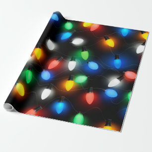 Papier Cadeau Ampoules lumineuses à cordes de Noël  Lumineuses