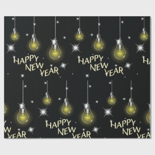 Papier Cadeau Ampoules Lumineuses Modernes Bonne Année