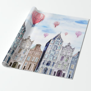 Papier Cadeau Amsterdam en montgolfière