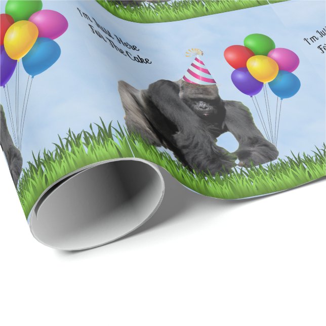 Papier Cadeau Amusant Anniversaire Gorilla - Enveloppement Papie (Coin rond)