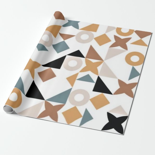 Papier Cadeau Amusant Bauhaus géométrique XOXO tendance (Déroulé)