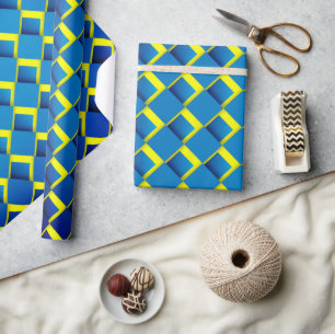 Papier Cadeau Amusant Bleu Dimensionnel