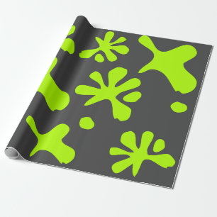 Papier Cadeau Amusant charbon gris néon vert citron motif amusan
