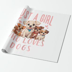 Papier Cadeau Amusant Chiot Mignon Amoureux Des Chiens - Juste U