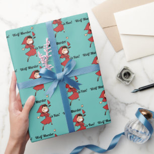 Papier Cadeau Amusant conte fée foncé Petit chaperon rouge