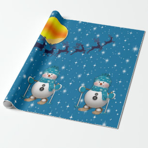 Papier Cadeau Amusant Happy Ski Snowman