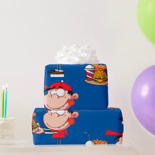 Papier Cadeau Amusant Kid Fast Food Burger, Fries et Boire
