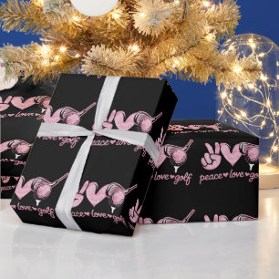 Papier Cadeau Amusant Paix Amour Joueur de Golf Amateurs de Spor