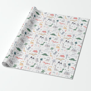 Papier Cadeau Amusant Pastel Dinosaur Motif de scène
