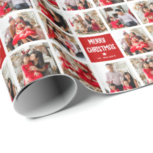 Papier Cadeau Amusant personnalisé 8 x grille de photos Joyeux N