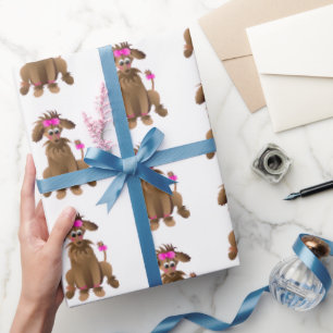 Papier Cadeau Amusant Poodle comme un animal de compagnie avec d