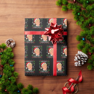 Papier Cadeau Amusant Trump Joyeux Noël Moins moche Noël Sweater