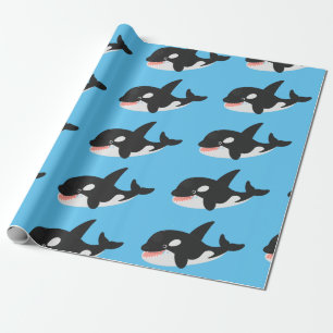 Papier Cadeau Amusante baleine orque mignonne dessin animé