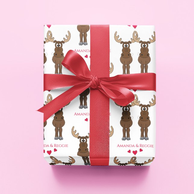 Papier Cadeau Amusante fête Anniversaire mignonne orignal person (Whimsical moose custom wrapping paper. )