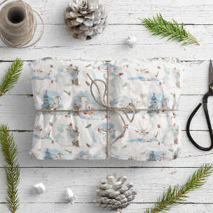 Papier Cadeau Amusants hiver Snowman Enfants Caricature Motif de