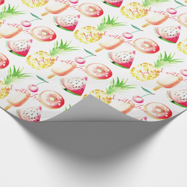 Papier Cadeau Ananas, Cerises, Donuts, Crème Glacée, Pastèque (Coin)