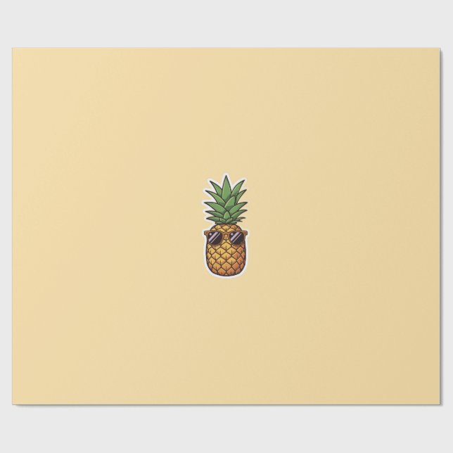 Papier Cadeau Ananas Cool avec des Lunettes de Soleil (Plat)