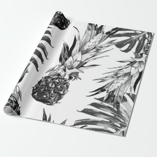 Papier Cadeau Ananas, feuilles de jungle tropicale. Belle coutur