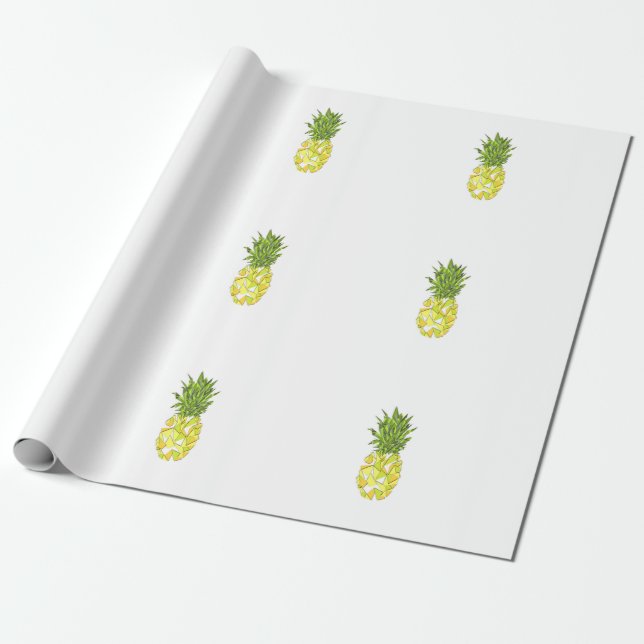 Papier Cadeau Ananas géométrique tropical classique de triangles (Déroulé)
