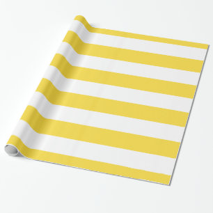 Papier Cadeau Ananas Jaune, Motif Rayures Blanches XL