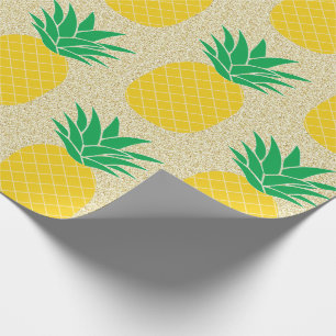 Papier Cadeau Ananas Parties scintillant d'or