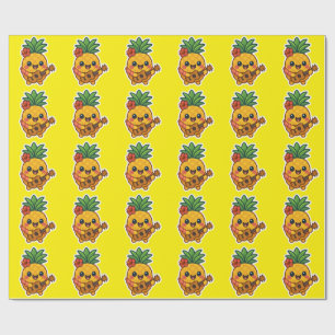 Papier Cadeau Ananas souriant Kawaii - Tropical