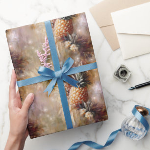 Papier Cadeau Ananas Tropicaux Étincelants Anniversaire