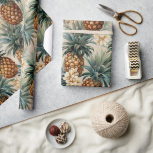 Papier Cadeau Ananas tropicaux Mariage floral