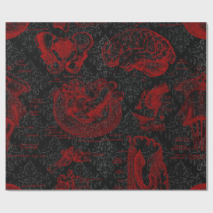 Papier Cadeau Anatomie du Vampyre à motifs Crimson et Damas Noir