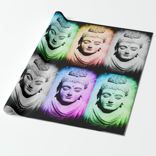 Papier Cadeau Ancien Bouddha multicolore & Shakyamuni (Déroulé)