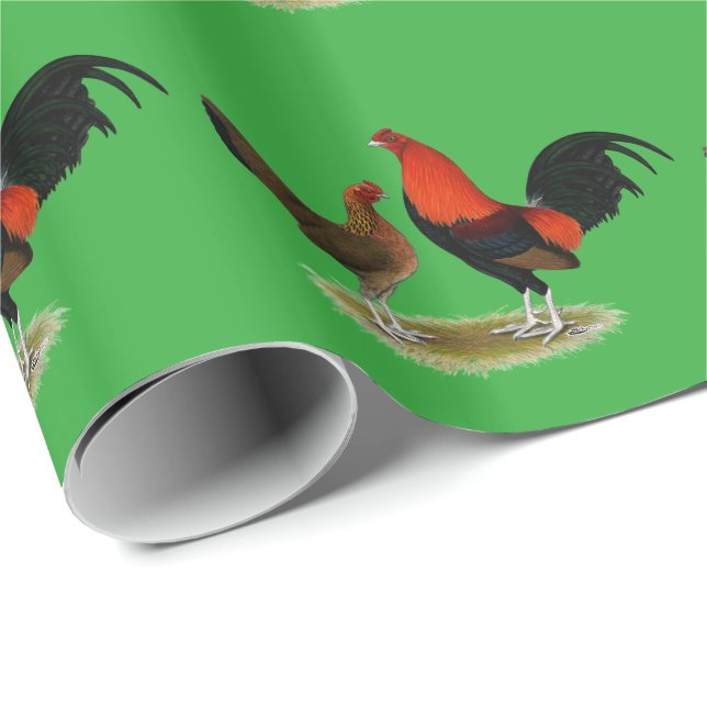 Papier Cadeau Ancien jeu anglais Bantams : BB Red Pair (Coin rond)